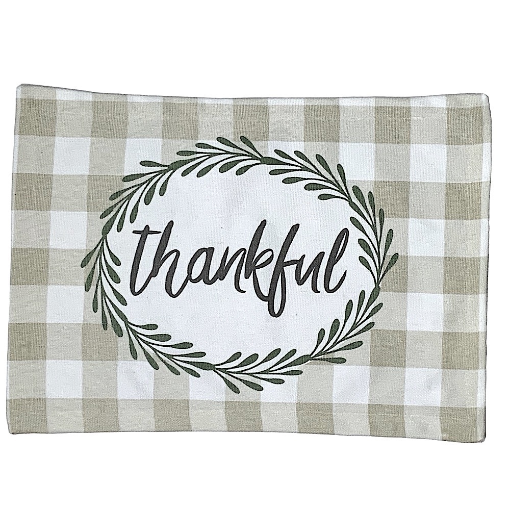 Nantucket Placemats Buffalo Check Quality Cotton Shabby Chic Plaid Neutral Beige